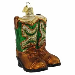 Cheapest ✨ Traditions Green & Brown Cowboy 🥾 Boots Ornament 😉