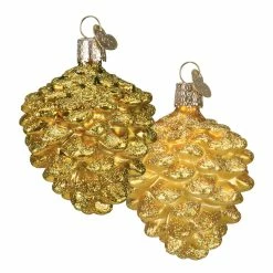 Discount 🛒 Traditions Small Gold Pine Cone Ornaments Set/2 🧨