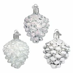 Hot Sale 🧨 Traditions Silver Snowy Cone Ornaments Set/3 ❤️