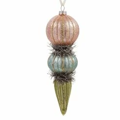 Deals 💯 Traditions Hand-Painted Blue Mercury Glass Finial Ornament 👍