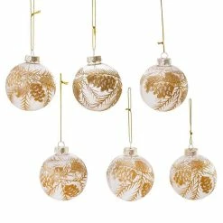 Deals ๐งจ Traditions Clear Glass Ball With Gold Pinecone Ornaments Set/6 โ