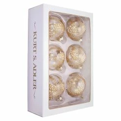 Deals 🧨 Traditions Clear Glass Ball With Gold Pinecone Ornaments Set/6 ⌛ -Nutcracker Ornaments Shop GG0933c