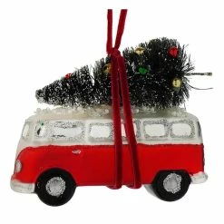 New 🧨 Traditions Red Bus With Tree Ornament ❤️