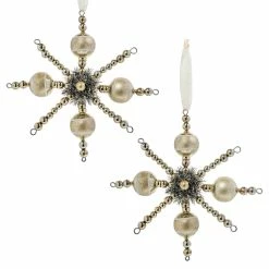 Budget 🤩 Traditions Vintage Champagne Ball Snowflake Ornaments Set/2 😍