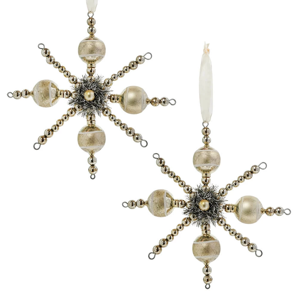Budget ๐คฉ Traditions Vintage Champagne Ball Snowflake Ornaments Set/2 ๐ 3 Budget ๐คฉ Traditions Vintage Champagne Ball Snowflake Ornaments Set/2 ๐
