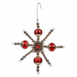 Budget 🧨 Traditions Red Bead Snowflake Ornament ✔️