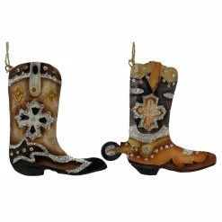 Hot Sale 👏 Traditions Tin Cowboy Boot Ornaments Set/2 🎉